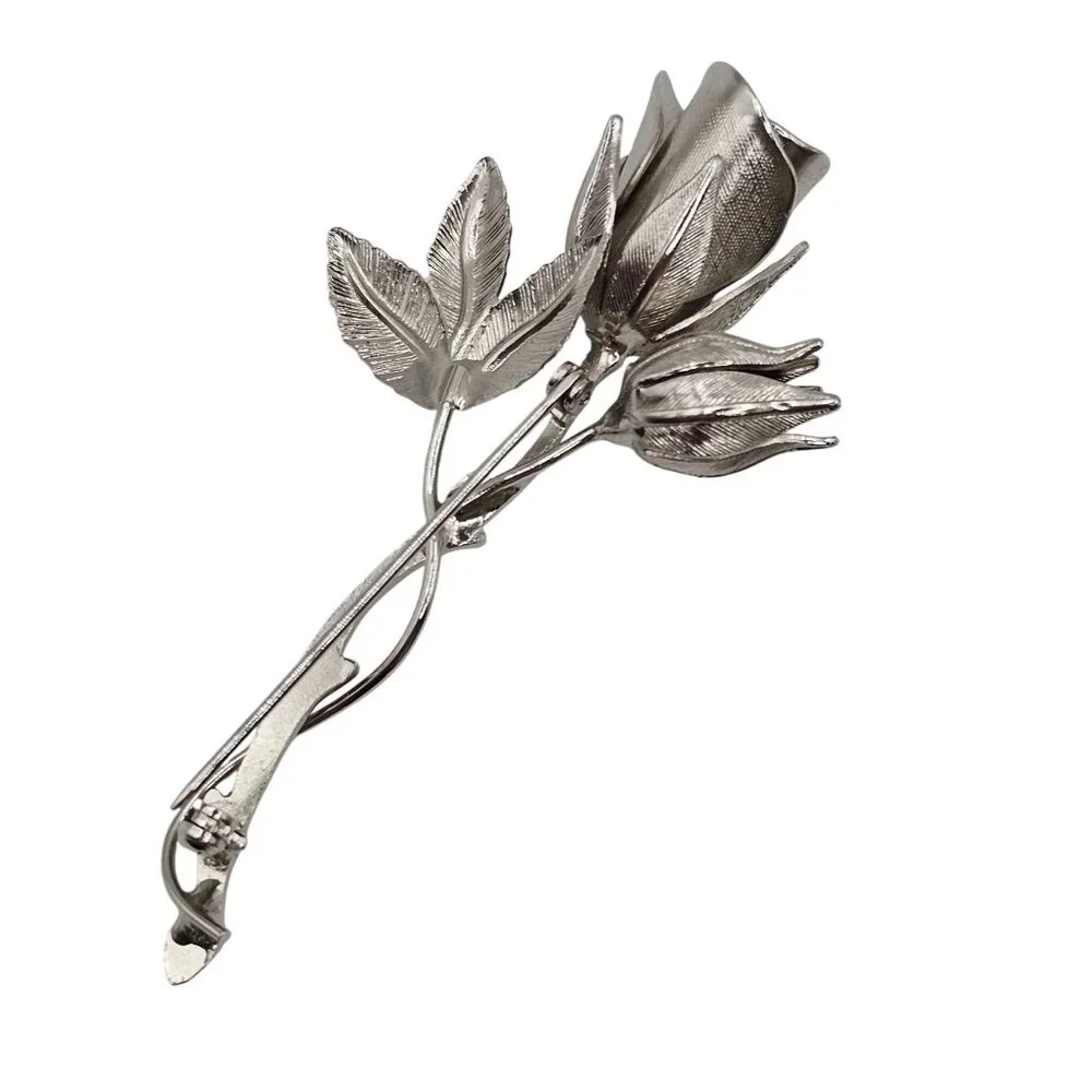 2PC Brooch SilverTone Spring Tulip Lily Floral Lapel Pin Brooch Lot Stmt Elegant